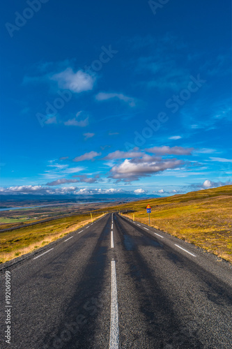 Isolated road and Icelandic colorful landscape at Iceland, © neurobite