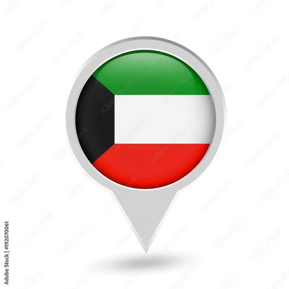 Kuwait Flag Round Pin Icon Kuwait Flag Round Pin Icon