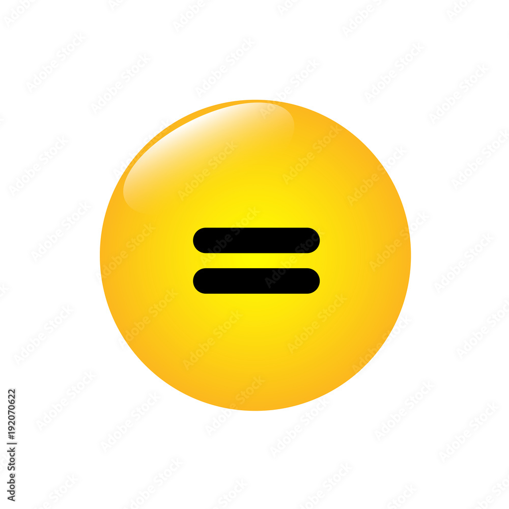 Equal sign on the yellow shiny button Equal sign on the yellow shiny button