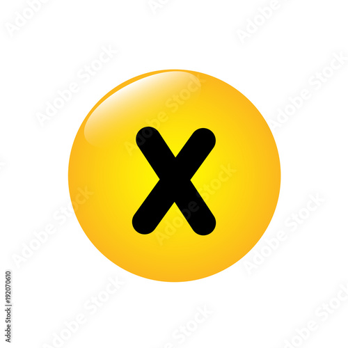 Mathematical multiplication icon on the yellow button