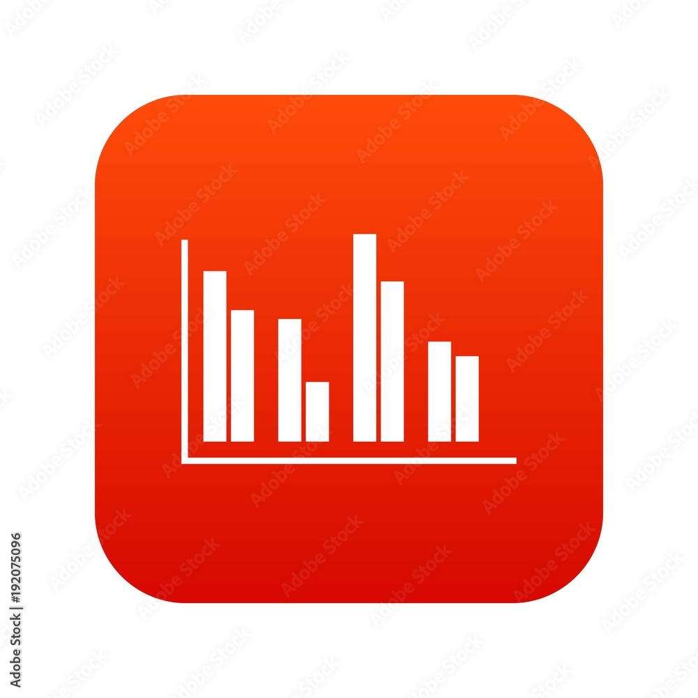 Financial analysis chart icon digital red Financial analysis chart icon digital red