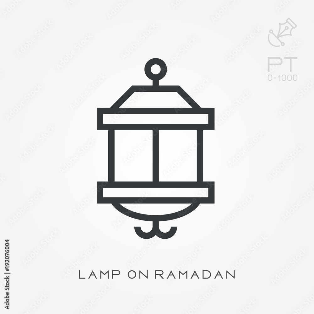 Line icon lamp on ramadan