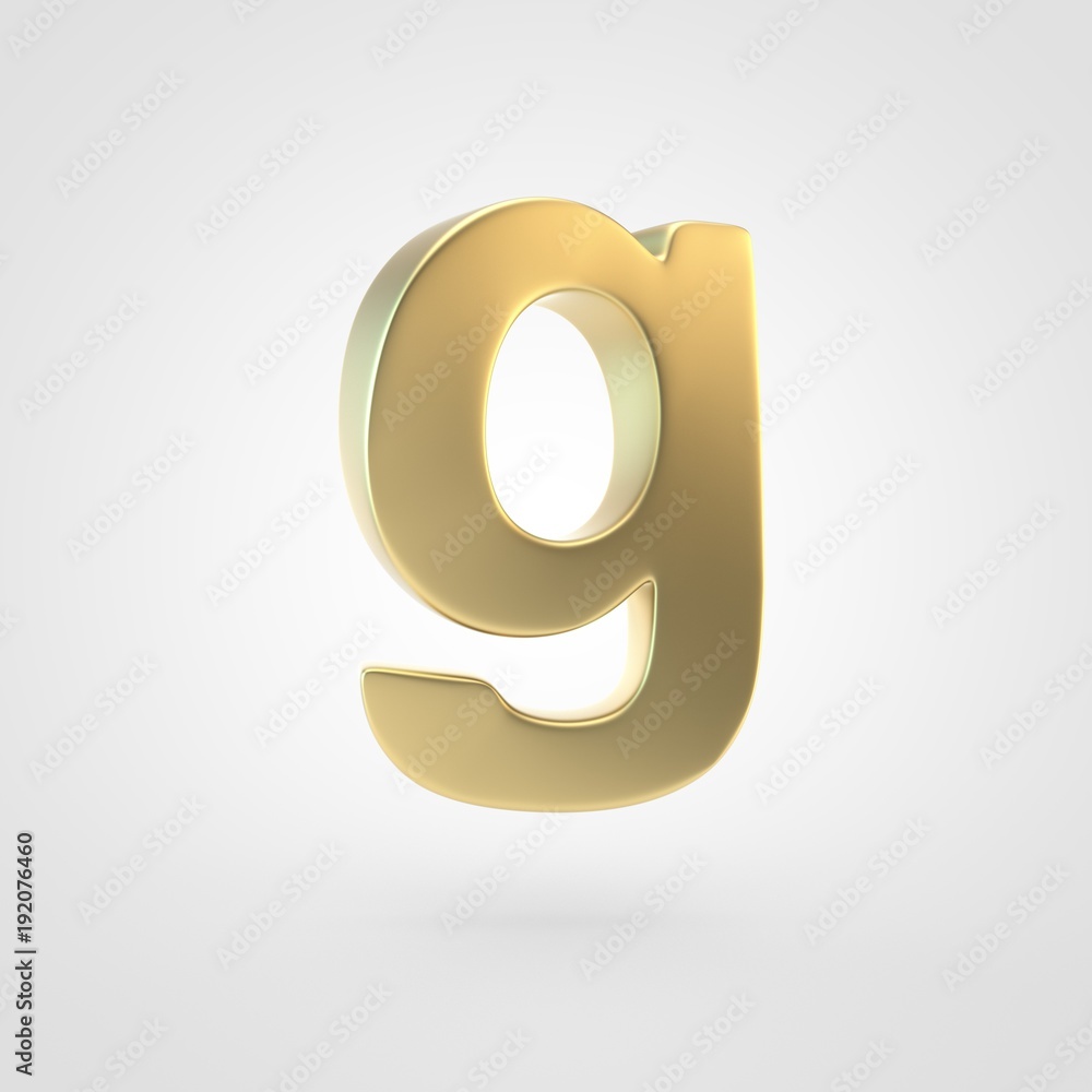 3D rendered golden letter G lowercase isolated on white background. 3D rendered golden letter G lowercase isolated on white background.