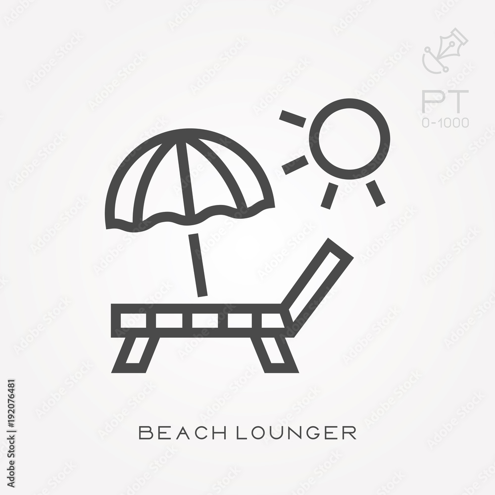Line icon beach lounger Line icon beach lounger