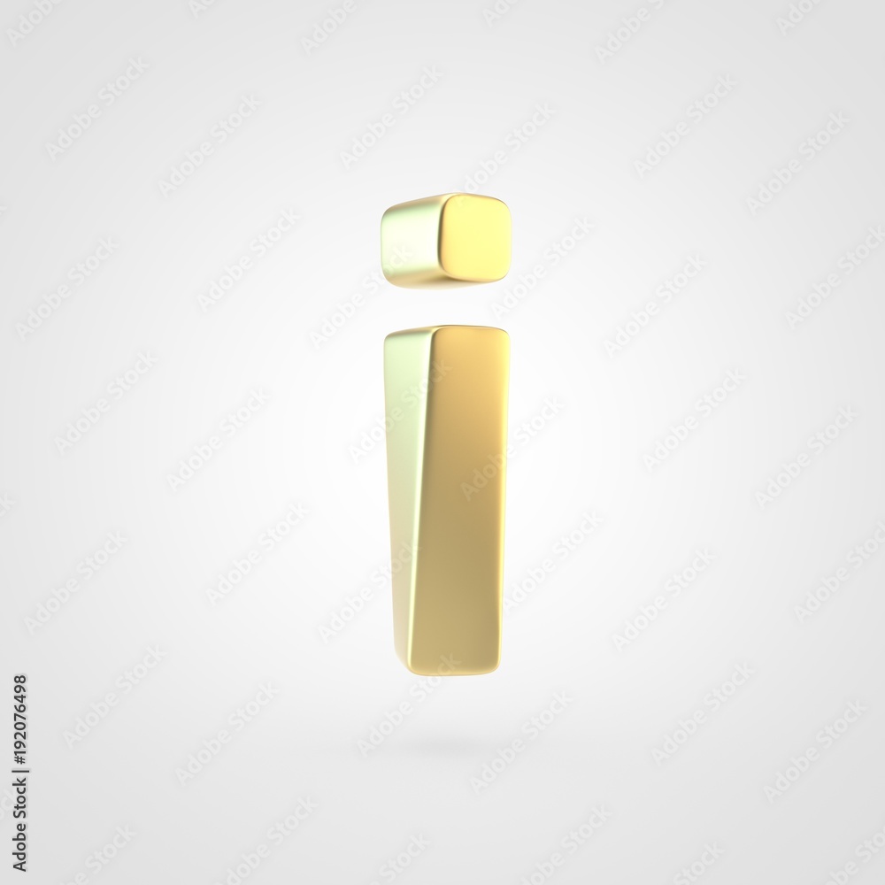 3D rendered golden letter I lowercase isolated on white background. 3D rendered golden letter I lowercase isolated on white background.