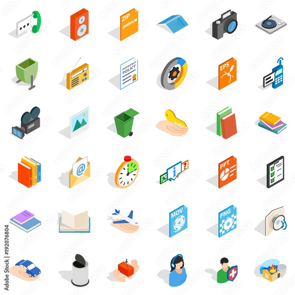Video surveillance icons set, isometric style Video surveillance icons set, isometric style