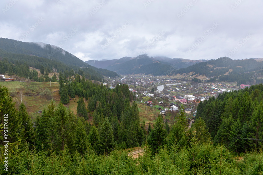 mountain countryside small houses in the village beautiful nature and vegetation