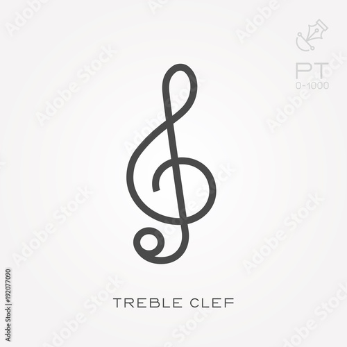 Line icon treble clef