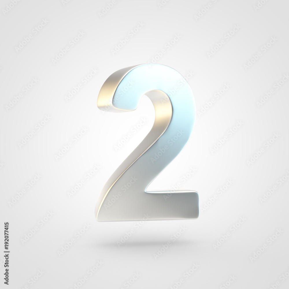 3D rendered silver number 2 isolated on white background. 3D rendered silver number 2 isolated on white background.