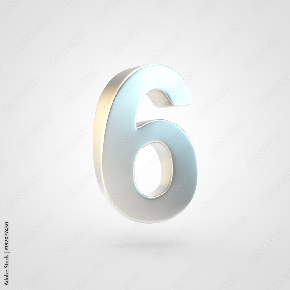 3D rendered silver number 6 isolated on white background. 3D rendered silver number 6 isolated on white background.