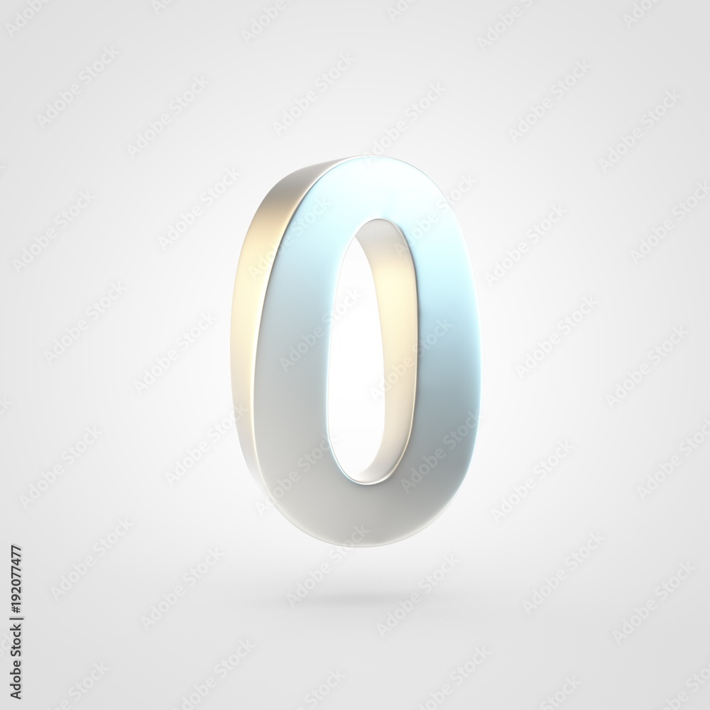 3D rendered silver number 0 isolated on white background. 3D rendered silver number 0 isolated on white background.