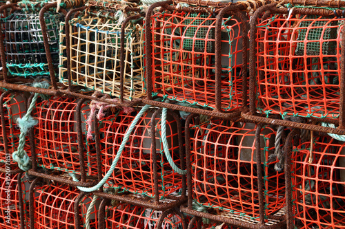 Fototapeta Naklejka Na Ścianę i Meble -  nasas de pesca apiladas en el puerto de Vigo