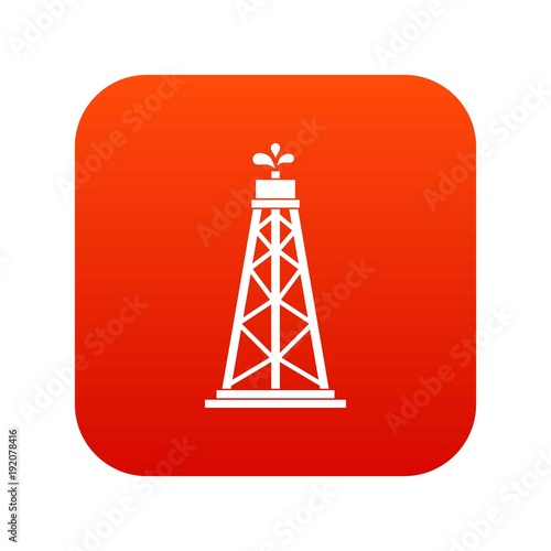 Oil rig icon digital red