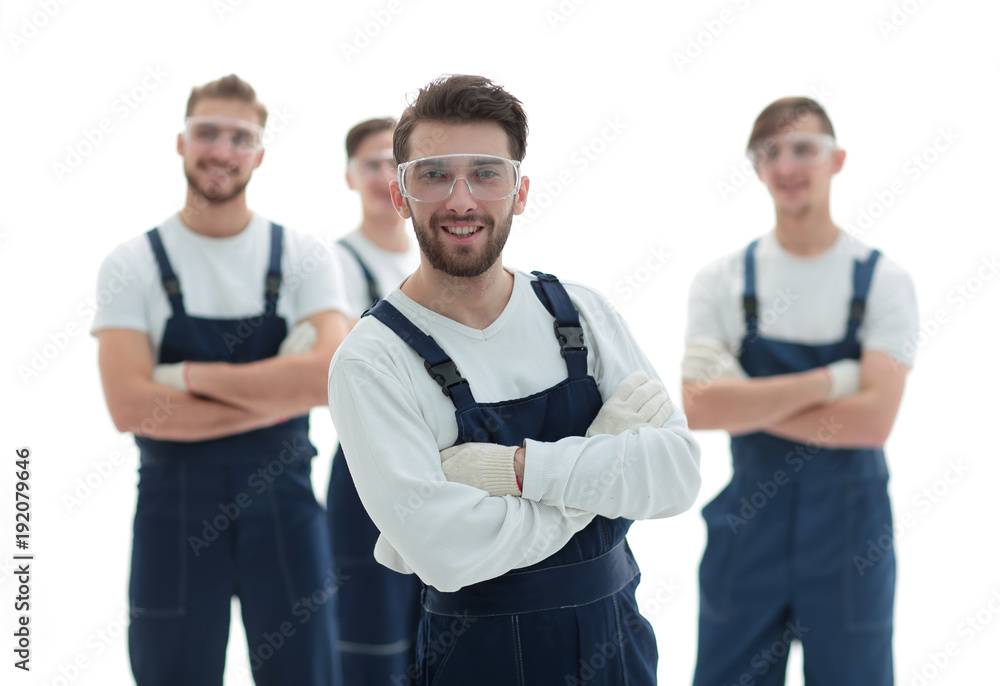 boss and team of professional industrial workers boss and team of professional industrial workers