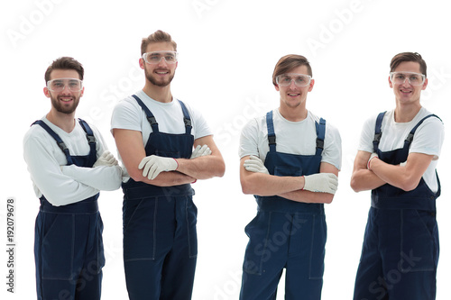 professional team of industrial workers