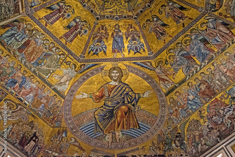 Ausschnitt aus dem Deckenmosaik im Baptisterium do Giovanni in Florenz