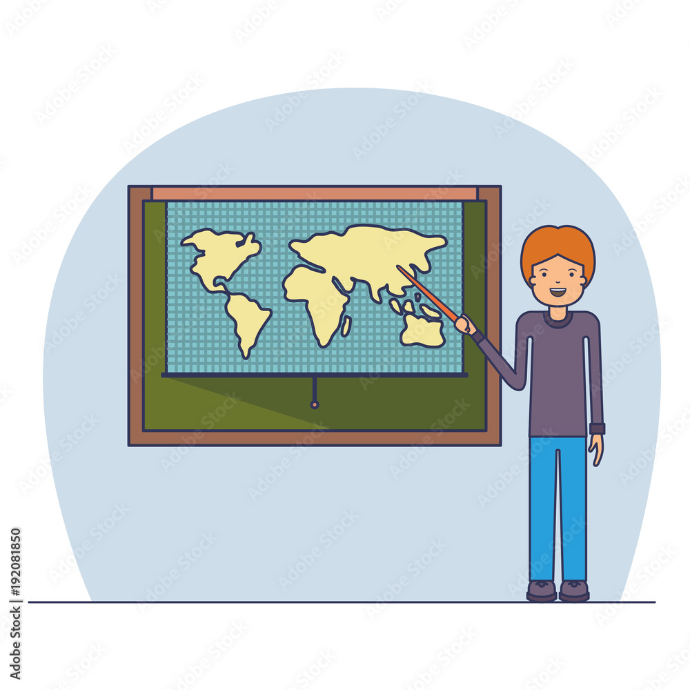 male teacher in geography class vector illustration design male teacher in geography class vector illustration design