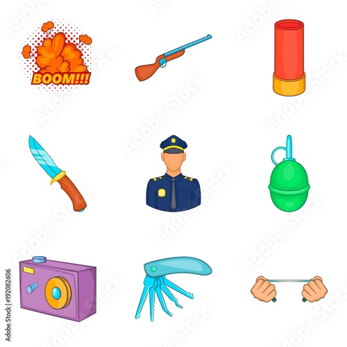 Home guard icons set, cartoon style
