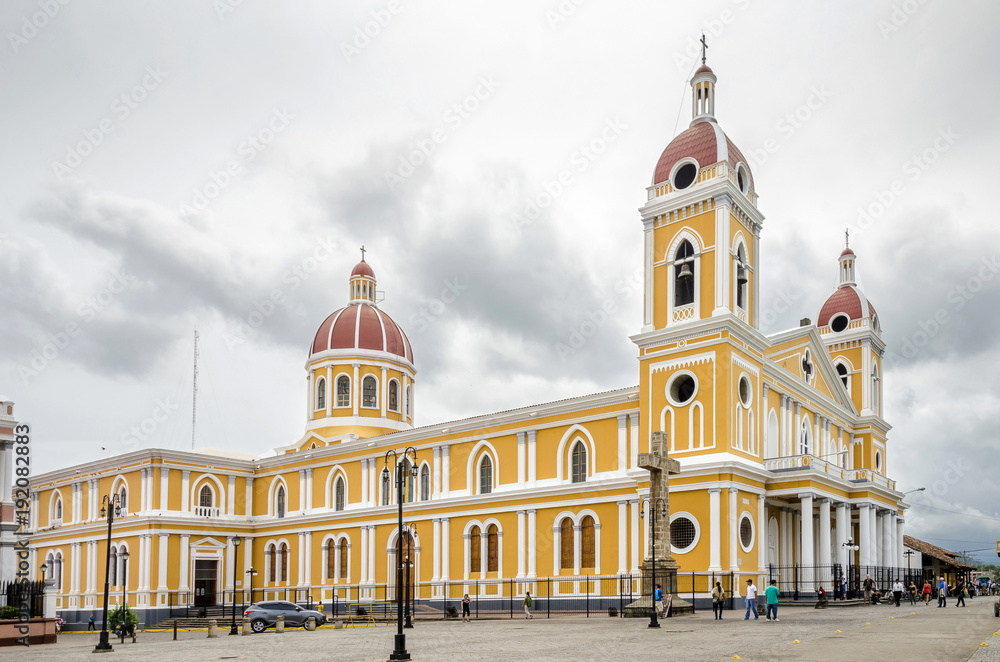 The Our Lady of the Assumption Cathedra and Plaza Colon in Granada, Nicaragua
