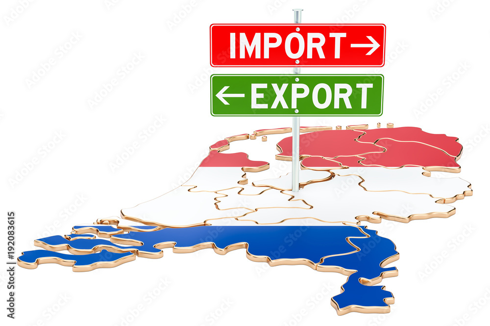 Obraz premium Import and export in the Netherlands concept, 3D rendering