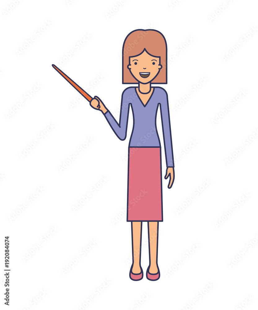 female teacher with pointing stick vector illustration design female teacher with pointing stick vector illustration design