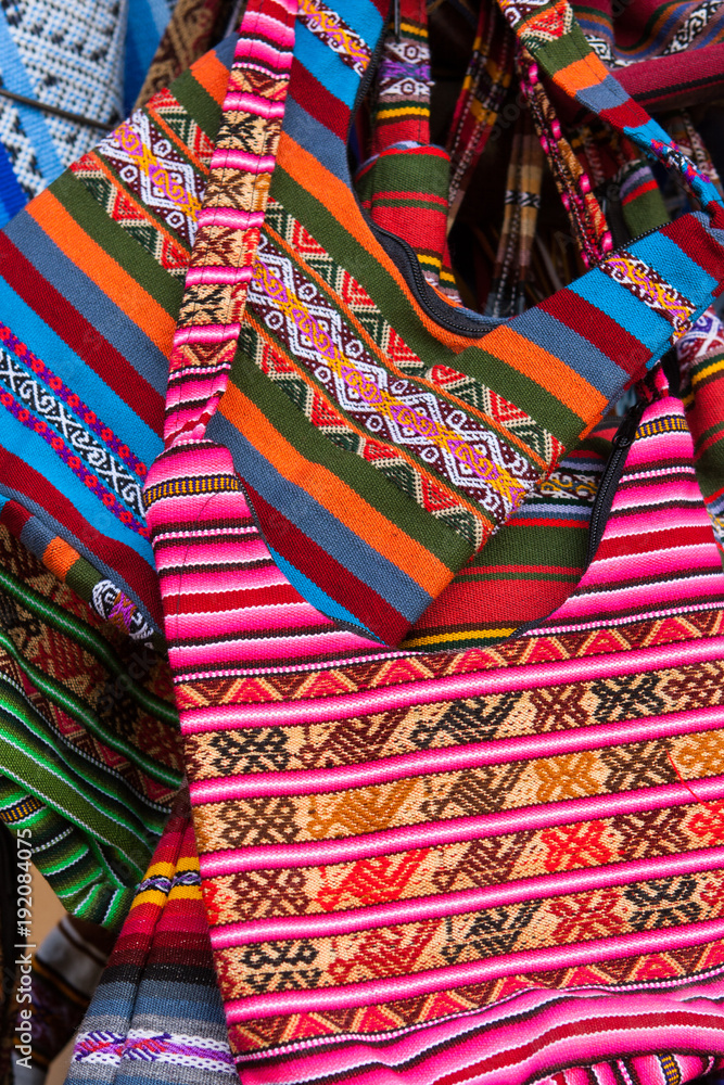 Handmade bags at the market, Cusco, Peru