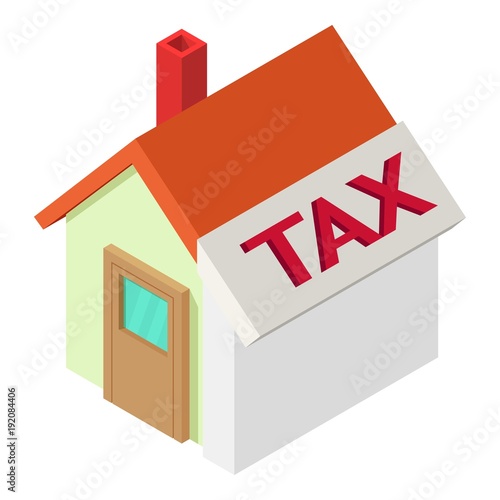 Tax for house icon, isometric style