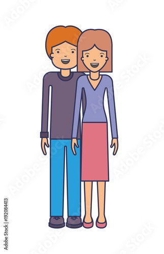 elegant couple avatars characters vector illustration design