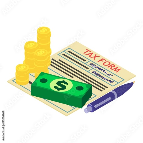 Tax declaration icon, isometric style