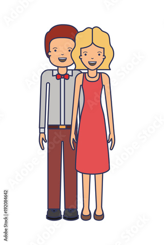 elegant couple avatars characters vector illustration design