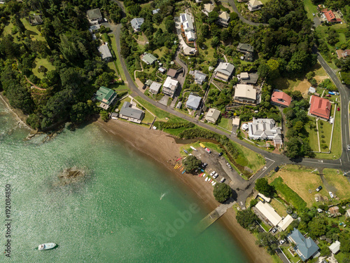 Bilde på lerret Russell New Zealand, Aerial Top Down View Of Town