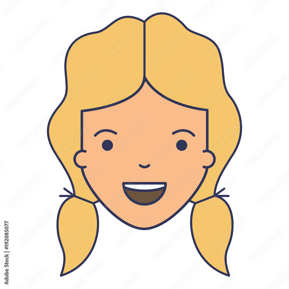 Fototapeta premium little girl head character vector illustration design