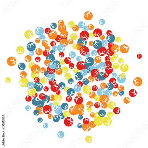 Vector Confetti Background Pattern. Element of design. Colored stylized berries on a black background 