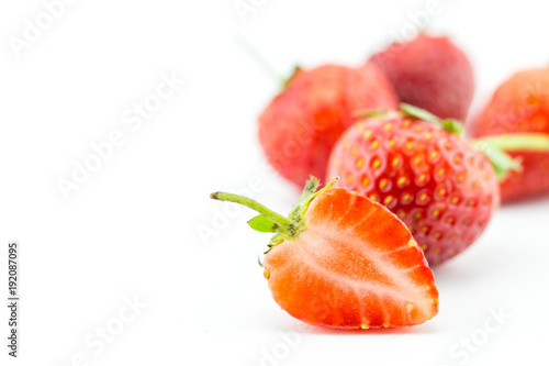 fresh strawberry, friut on white background