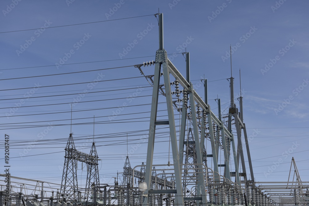 Electrical grid high voltage substation metal infrastructure in South