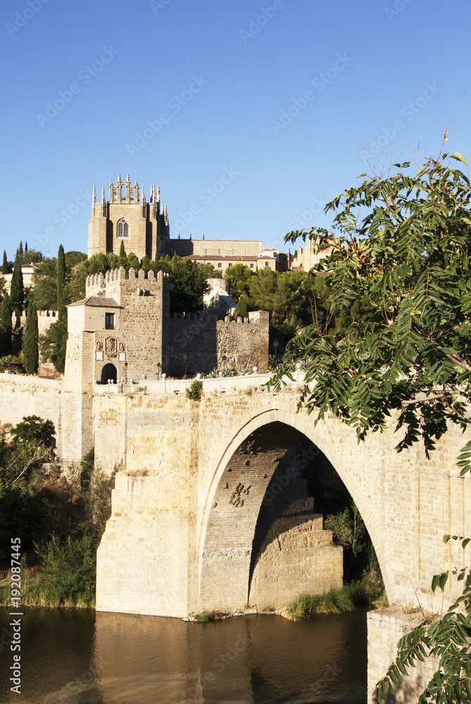 Saint Martin old bridge in Toledo. Spain travel.