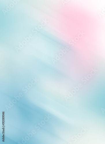Soft, abstract blurred, pastel background for various designs in subtle blue, pink and white photo