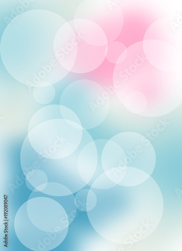 Beautiful blurred background with bokeh lights in blue, white and pink