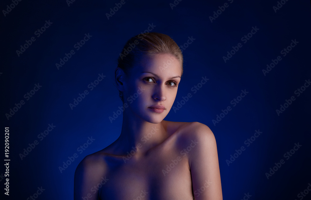 Beauty portrait natural makeup and creative light Beauty portrait natural makeup and creative light