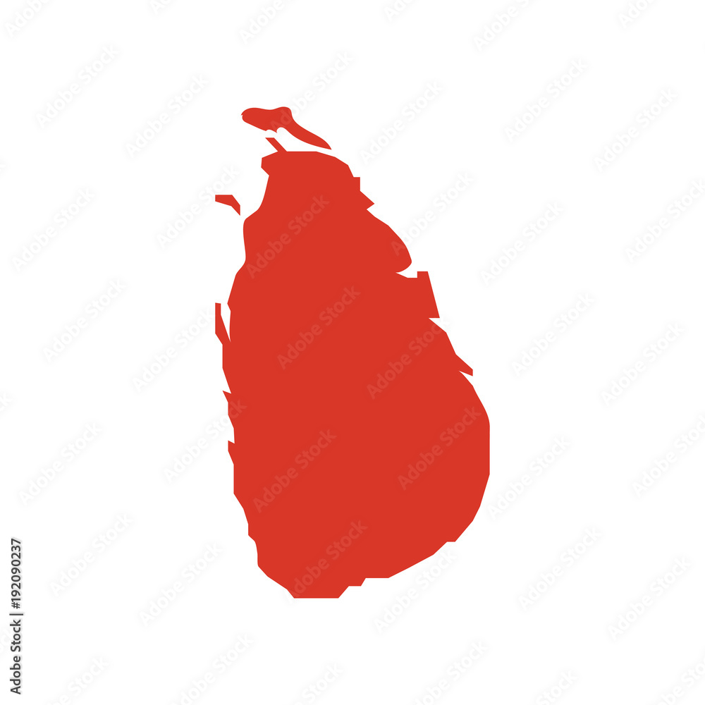 Democratic Socialist Republic of Sri Lanka vector map silhouette. Island of Sri Lanka, formerly
