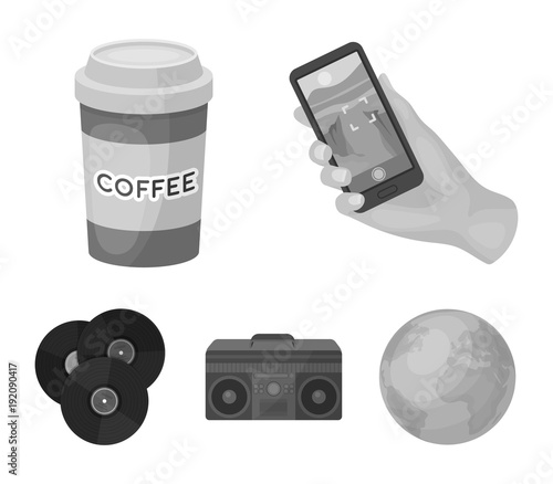 Hipster, fashion, style, subculture .Hipster style set collection icons in monochrome style vector symbol stock illustration web.