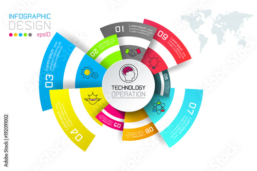 Business labels infographic on circles bar.