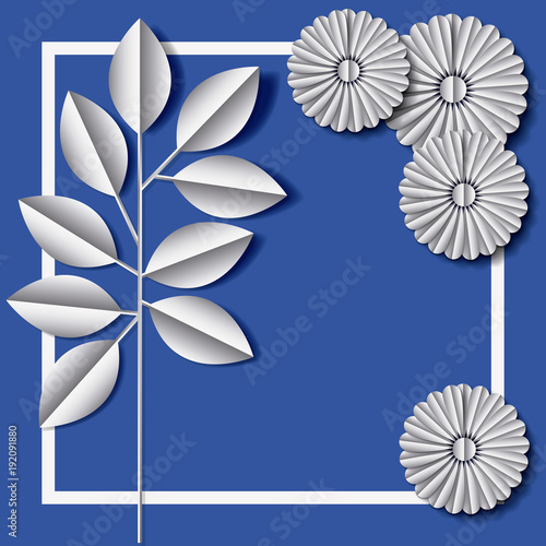 flower and leafs frame decoration vector illustration design