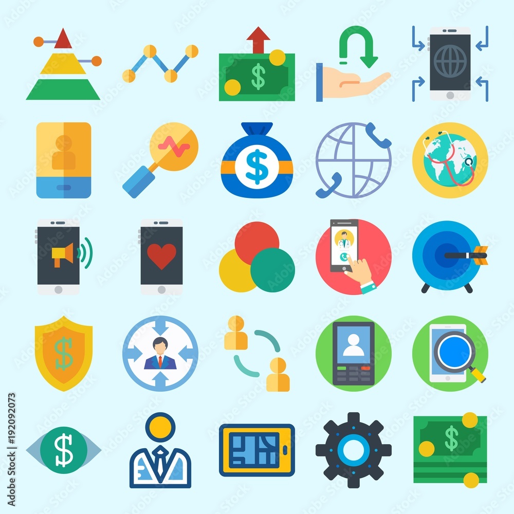 Icons set about Marketing with networking, vision, receive, settings, rgb and shield Icons set about Marketing with networking, vision, receive, settings, rgb and shield