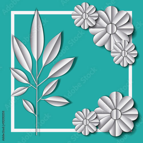 flower and leafs frame decoration vector illustration design