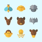 Icons about Animals with kangaroo, horse, bat, squirrel, monkey and sheep