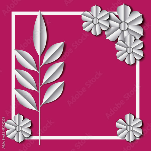 flower and leafs frame decoration vector illustration design