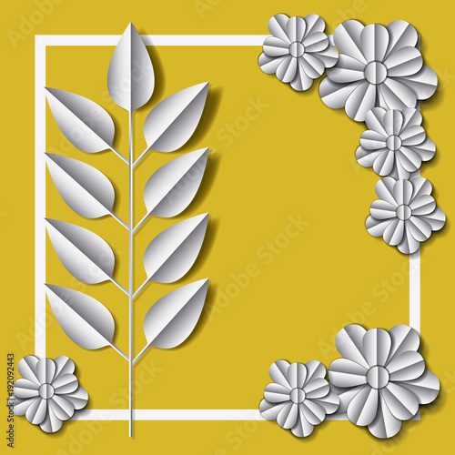 flower and leafs frame decoration vector illustration design