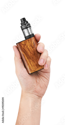 E-cigarette or vaping device in hand