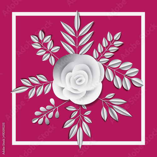 flower and leafs frame decoration vector illustration design